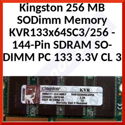 Kingston 256 MB SODimm Memory KVR133x64SC3/256 - 144-Pin SDRAM SO-DIMM PC 133 3.3V CL 3